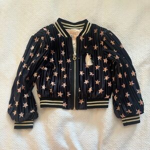 Truly Me Black and Pink Star Bomber Jacket